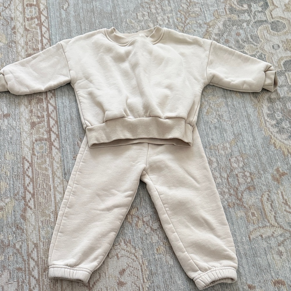 Kids Cream Sweatshirt and Jogger Set